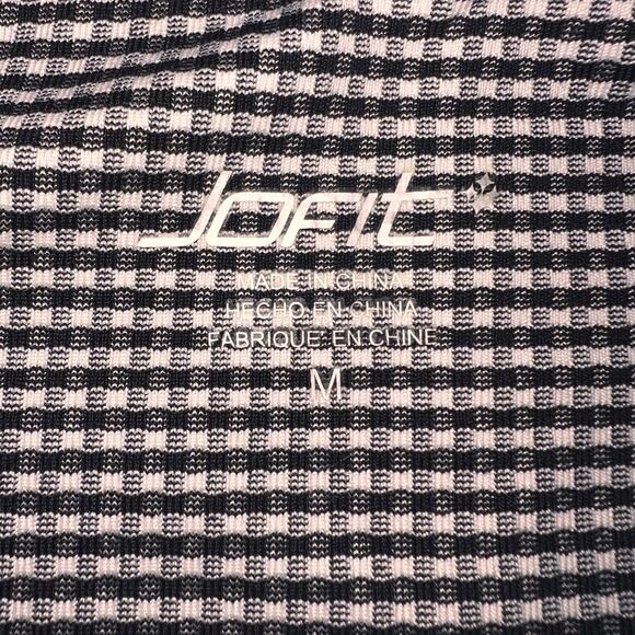 Jofit Black White Check Stretch Pull-On Pants M Mid Rise Golf Travel Comfort - Picture 6 of 8